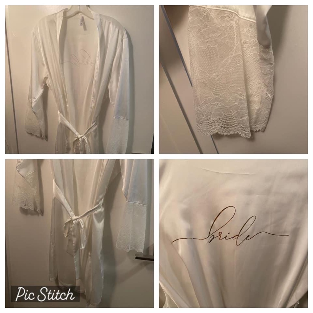 David’s bridal robe for bride to be, silky white, like new condition